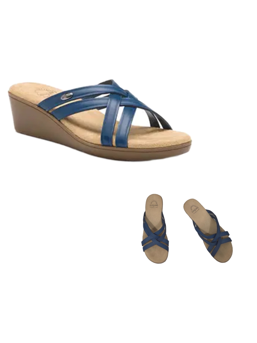 G. H. BASS & Co. Sunjuns "Sheila" Crisscross Leather Straps Wedge Heel Sandals
